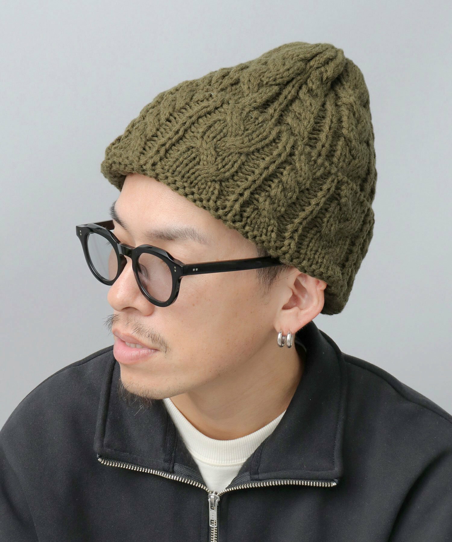 ウールミックス ケーブル編み ニットワッチ / ケーブルニット帽